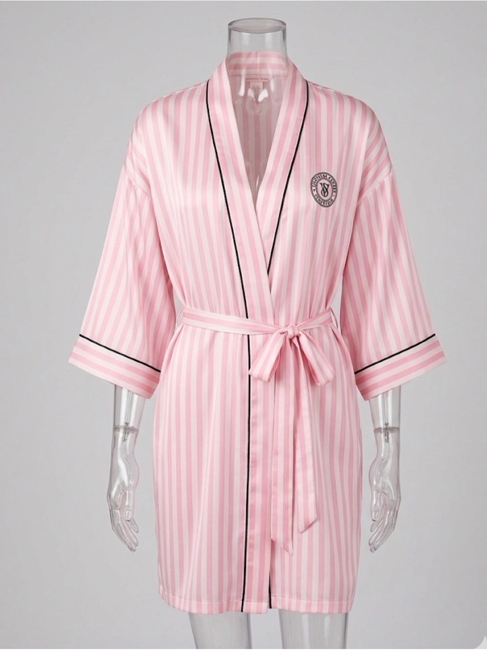 Victoria's Secret Pink Stripe Satin Robe Kimono | Size M/L